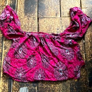 mexicali blues vintage trendy high fashion crop top off the shoulder shirt